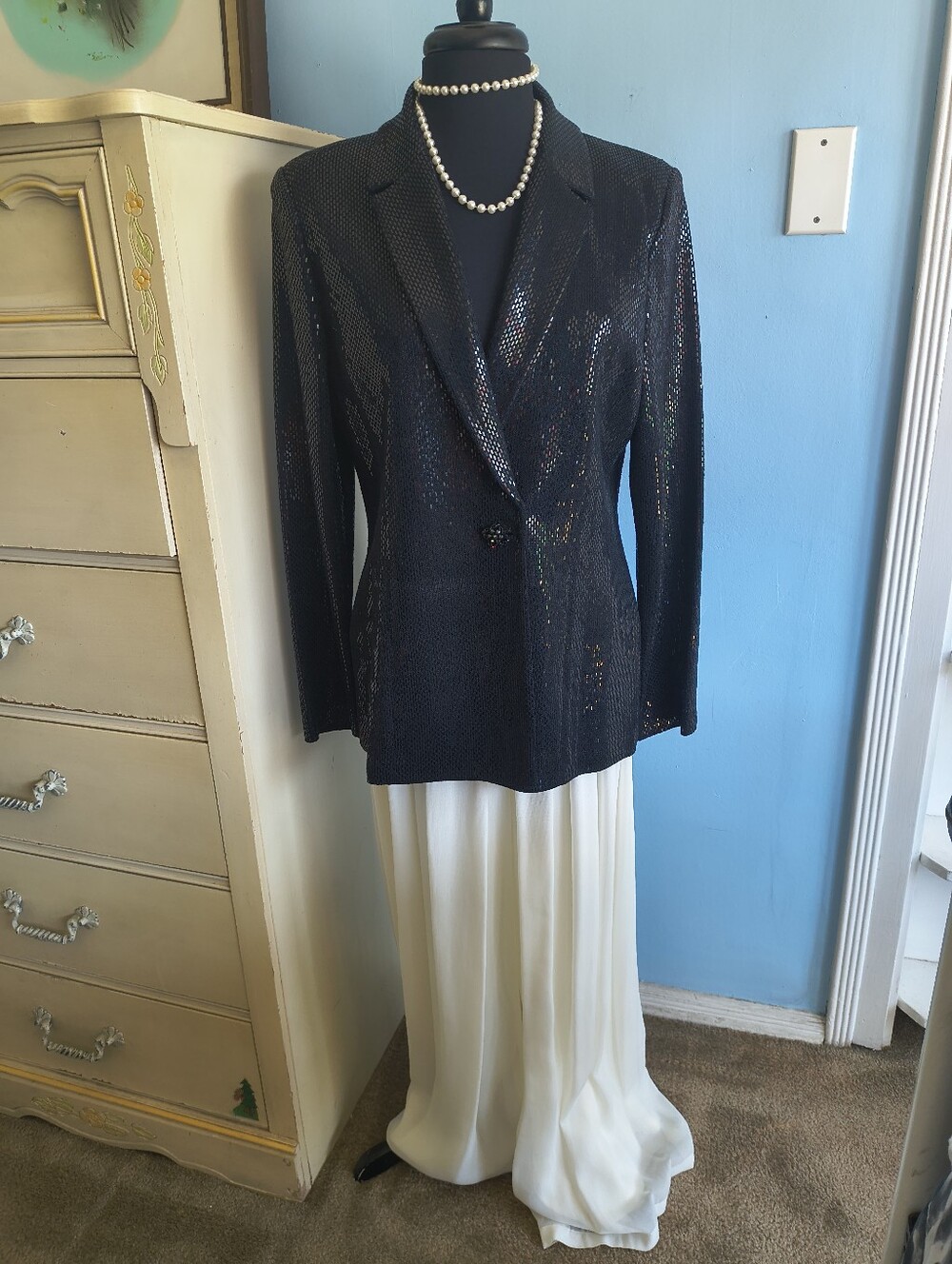 🌟 Vtg. NWOT St. John Couture Knit Black Sequin Blazer Jacket - Picture 6 of 12